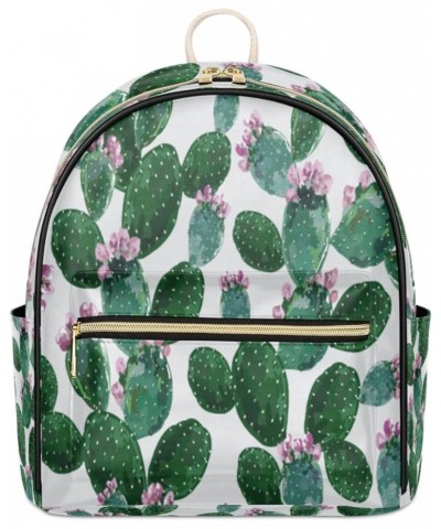 Cactus Flowers Watercolor Leather Backpack for Women Fashion Leather Bags for Women Small Leather Backpack for Women Mini Lea...