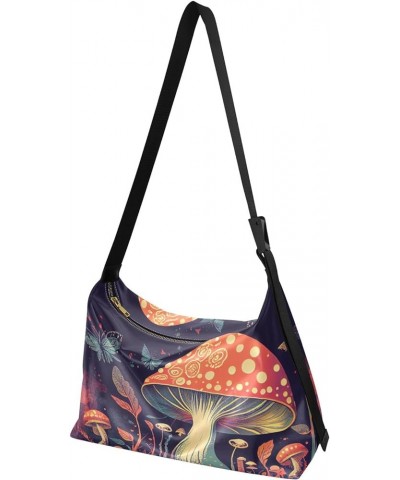 Reggae Color PU Leather Shoulder Bag Shoulder Tote Bag Men's Cross Body Bag Fantasy Mushroom Butterfly $17.01 Hobo Bags