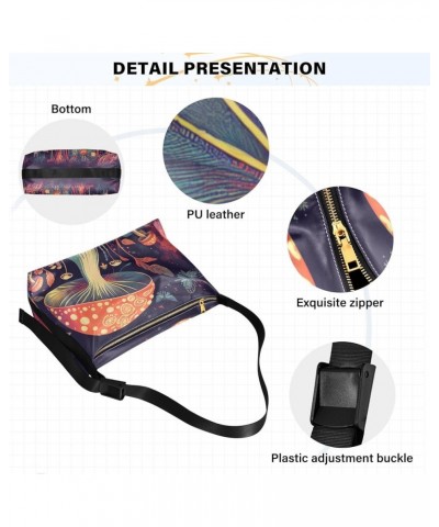 Reggae Color PU Leather Shoulder Bag Shoulder Tote Bag Men's Cross Body Bag Fantasy Mushroom Butterfly $17.01 Hobo Bags