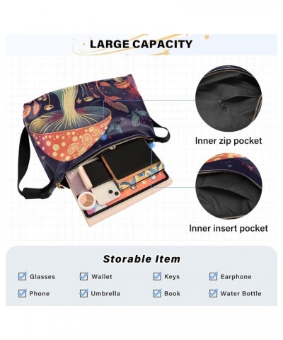 Reggae Color PU Leather Shoulder Bag Shoulder Tote Bag Men's Cross Body Bag Fantasy Mushroom Butterfly $17.01 Hobo Bags