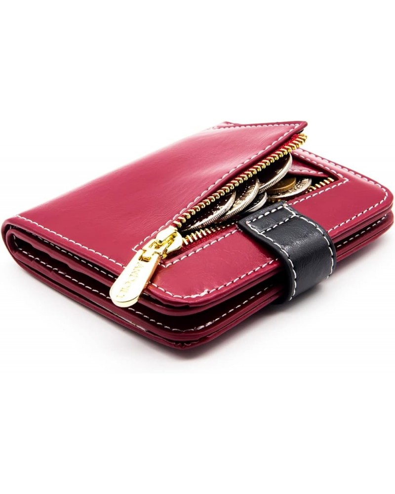 Small Wallets for Women Compact Bifold Pocket RFID Blocking Genuine Leather Wallet Mini Purse with ID Window Coin Pocket Brow...