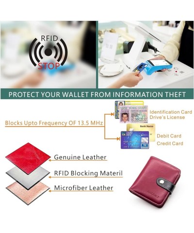 Small Wallets for Women Compact Bifold Pocket RFID Blocking Genuine Leather Wallet Mini Purse with ID Window Coin Pocket Brow...