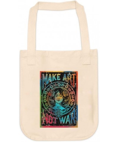 Make Art Not War Peace Hippie Tote bag for Women And Men Graphic Shoulder Bags Casual Cloth Purses and Aesthetic Handbags $18...