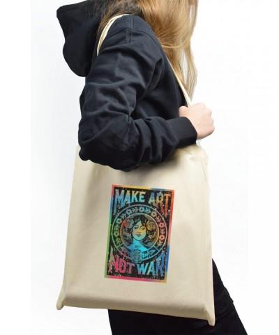 Make Art Not War Peace Hippie Tote bag for Women And Men Graphic Shoulder Bags Casual Cloth Purses and Aesthetic Handbags $18...