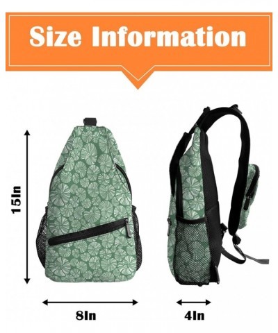 Sling Backpack, Cartoon Art Ocean Green Conch Seashell Waterproof Lightweight Small Sling Bag, Travel Chest Bag Crossbody Sho...