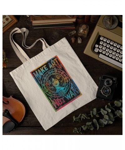 Make Art Not War Peace Hippie Tote bag for Women And Men Graphic Shoulder Bags Casual Cloth Purses and Aesthetic Handbags $18...