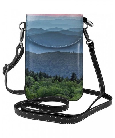 Blue Ridge Parkway Women Small Crossbody Cell Phone Purse Leather Fashion Shoulder Bag With Shoulder Strap $22.25 Shoulder Bags