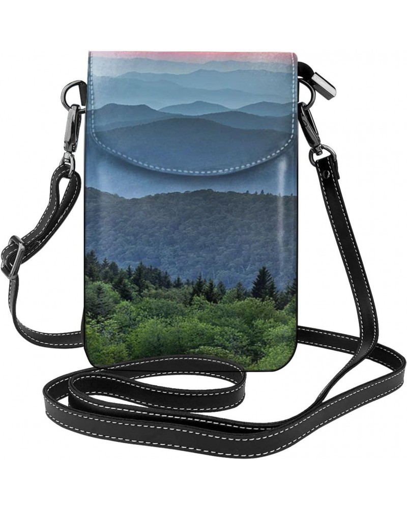 Blue Ridge Parkway Women Small Crossbody Cell Phone Purse Leather Fashion Shoulder Bag With Shoulder Strap $22.25 Shoulder Bags