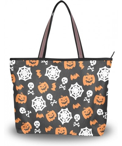 Tote Bag Women Handbag Stylish Tote Handbag for Women Hobo Bag Printed Handbag Tote Bag Halloween Pumpkin Lantern Skull $11.0...