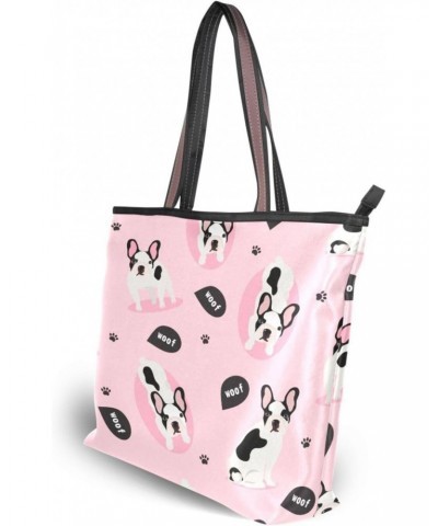 Womens Tote Bag, Cute French Bulldog Puppy Dog Ladies Zip Shoulder Handbags $11.76 Shoulder Bags