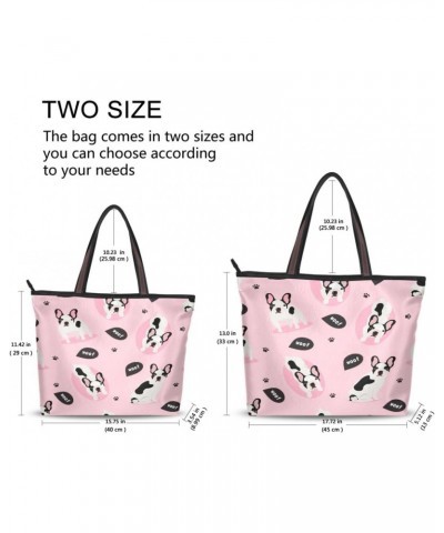 Womens Tote Bag, Cute French Bulldog Puppy Dog Ladies Zip Shoulder Handbags $11.76 Shoulder Bags