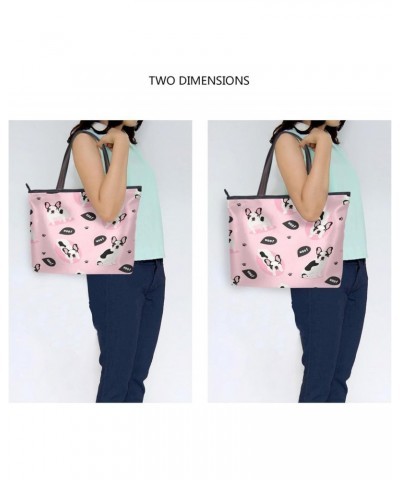 Womens Tote Bag, Cute French Bulldog Puppy Dog Ladies Zip Shoulder Handbags $11.76 Shoulder Bags