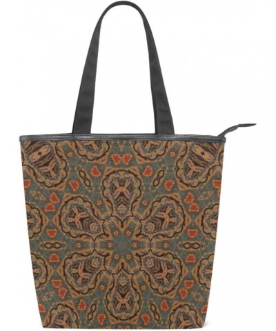 Brown Retro Floral The Tote Bag for Women Big Capacity Women's Shoulder Handbags Canvas Shopping Dating Bag $10.58 Totes