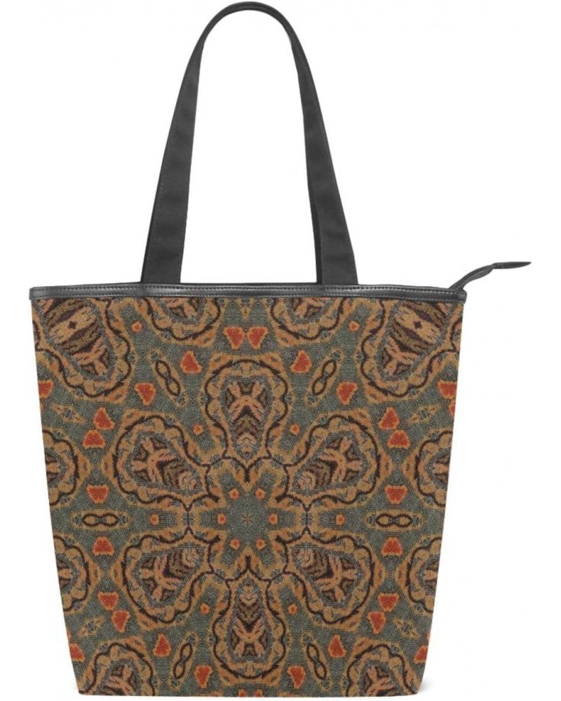 Brown Retro Floral The Tote Bag for Women Big Capacity Women's Shoulder Handbags Canvas Shopping Dating Bag $10.58 Totes