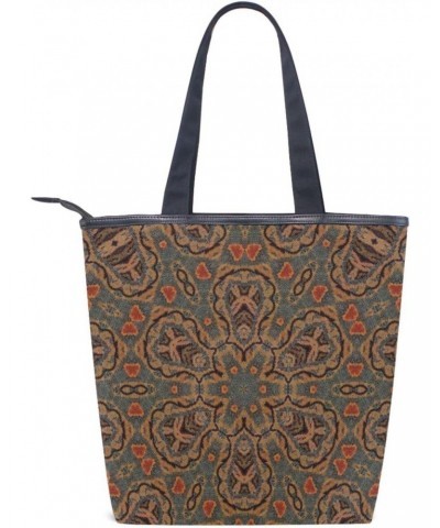 Brown Retro Floral The Tote Bag for Women Big Capacity Women's Shoulder Handbags Canvas Shopping Dating Bag $10.58 Totes