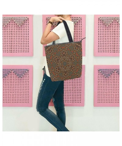 Brown Retro Floral The Tote Bag for Women Big Capacity Women's Shoulder Handbags Canvas Shopping Dating Bag $10.58 Totes