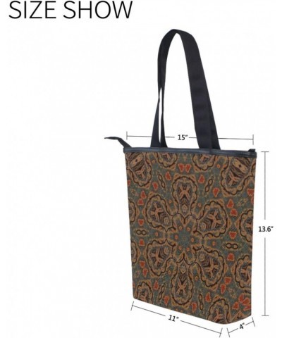 Brown Retro Floral The Tote Bag for Women Big Capacity Women's Shoulder Handbags Canvas Shopping Dating Bag $10.58 Totes