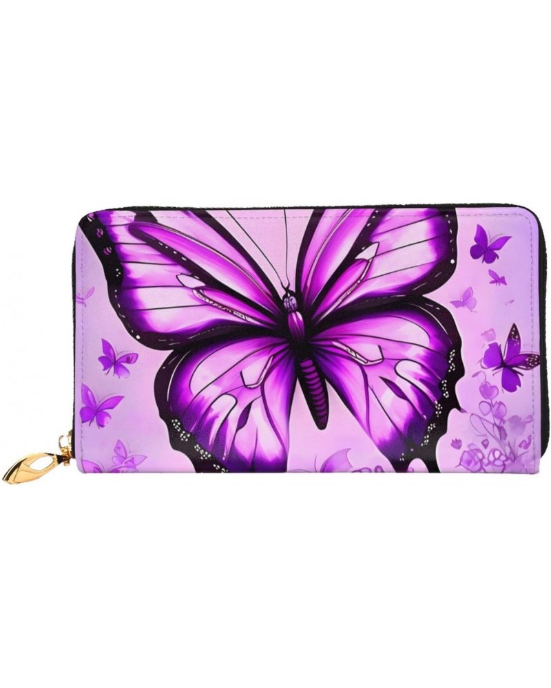 Purple Butterfly&*Women'S Zipped Wallet With Multiple Card Slots. With Zipped Coin Pocket. $19.49 Wallets