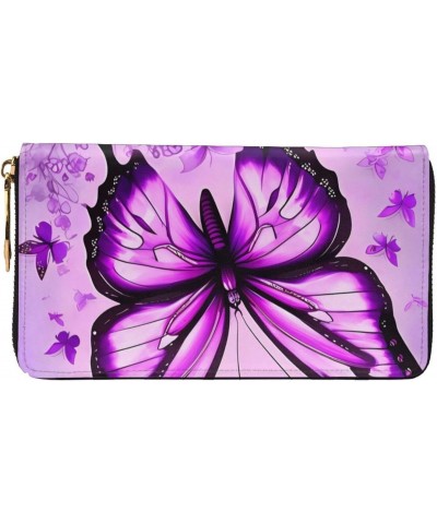 Purple Butterfly&*Women'S Zipped Wallet With Multiple Card Slots. With Zipped Coin Pocket. $19.49 Wallets