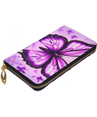 Purple Butterfly&*Women'S Zipped Wallet With Multiple Card Slots. With Zipped Coin Pocket. $19.49 Wallets