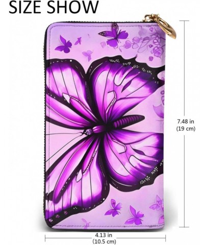 Purple Butterfly&*Women'S Zipped Wallet With Multiple Card Slots. With Zipped Coin Pocket. $19.49 Wallets