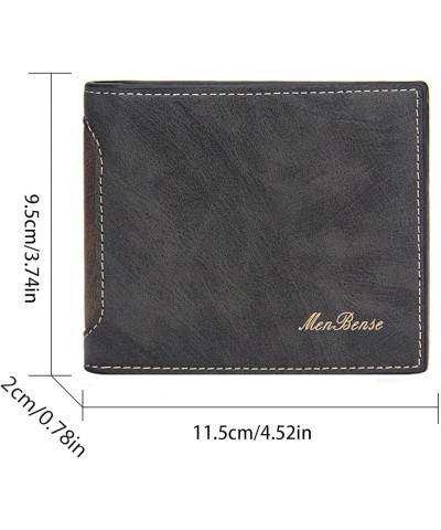 Mens Wallets Leather Fashion Color Blocking Short Wallet Men Leather Open Purse Multiple Card Slots Clutch (B, One Size) Blue...