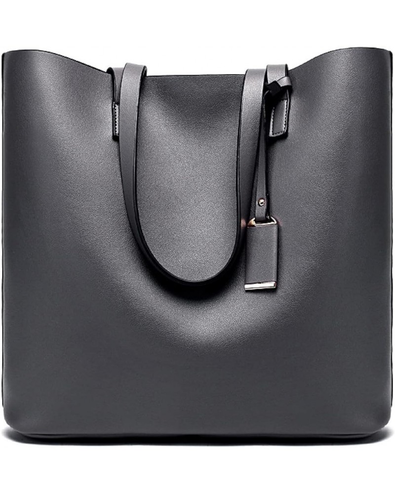 Women's mother's bag, women's bag, European and American PU shoulder bag Dark Gray $24.73 Shoulder Bags