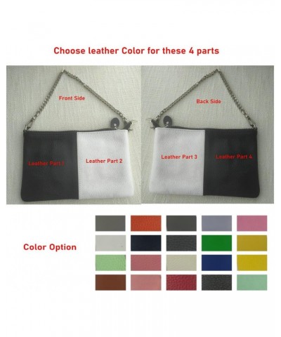 Custom Love 100% Genuine Leather Bag Wristlet Clutch Purses Small Envelope Crossbody Bags for Women shoulder bag Chain Tote P...