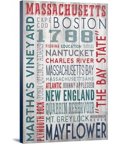 Massachusetts, Rustic Typography, (24x36 Wrapped Canvas, Wall Decor, Artwork) 24x36 Stretched Canvas $44.40 Totes