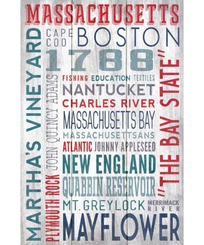 Massachusetts, Rustic Typography, (24x36 Wrapped Canvas, Wall Decor, Artwork) 24x36 Stretched Canvas $44.40 Totes