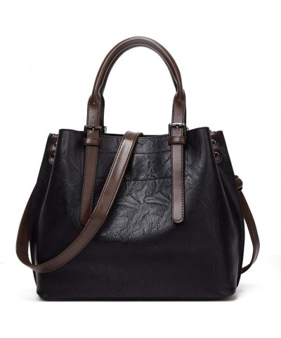 Women Shoulder Bag Top Handle Satchel Faux Leather Ladies Handbags Black $18.47 Shoulder Bags