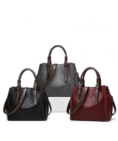 Women Shoulder Bag Top Handle Satchel Faux Leather Ladies Handbags Black $18.47 Shoulder Bags