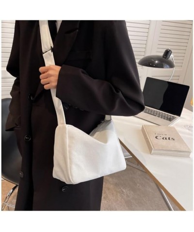 Large-capacity Shoulder Bag Women's Messenger Tote Bag with Zipper Crossbody Bags for Women Solid Color White $10.51 Totes