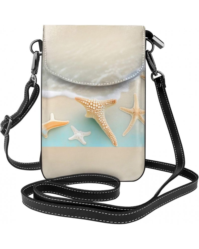 Beach Starfish Women'S With Tassel Small Crossbody Leather Cell Phone Bag Purse For Walking Camping Shopping Dating $17.36 Cr...