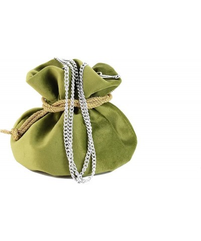 British Hand Made Fantasy Suede Velvet Drawstring Clutch Shoulder Cross-body Bag Sage Green $19.79 Clutches