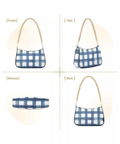 Blue Grunge Shoulder Bag for Women Chain Handbags Womens Tote Satchel Bags with Zipper $15.00 Satchels