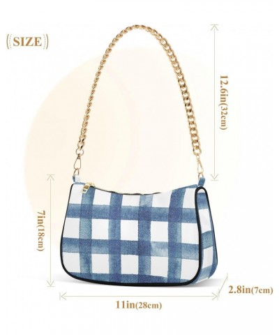 Blue Grunge Shoulder Bag for Women Chain Handbags Womens Tote Satchel Bags with Zipper $15.00 Satchels