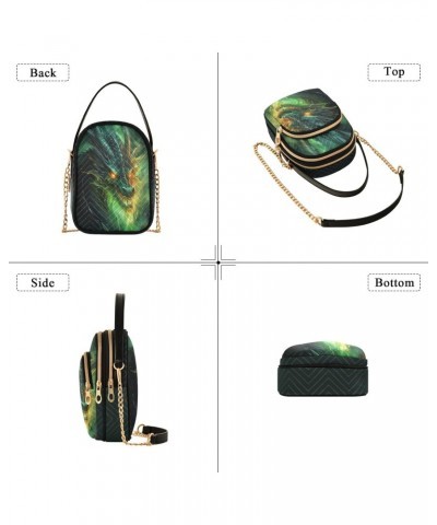 Green Fire Dragon Crossbody Handbags for Women Casual Leather Shoulder Phone Purse $13.00 Crossbody Bags