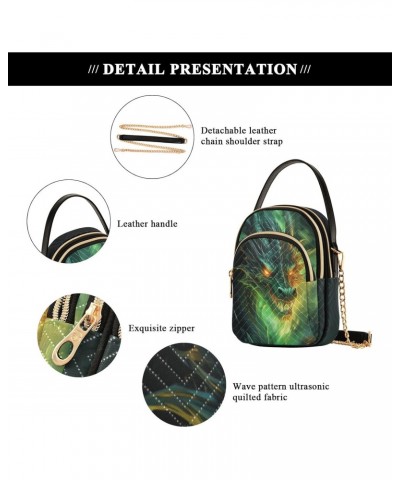 Green Fire Dragon Crossbody Handbags for Women Casual Leather Shoulder Phone Purse $13.00 Crossbody Bags