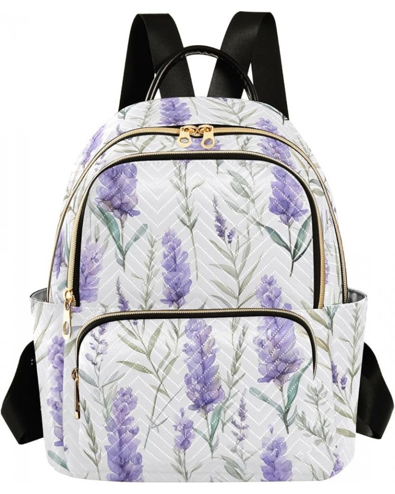 Purple Lavender Floral Backpack for Women Fashion Shoulder Bags Small Casual Daypack Travel Bag S 202a1883 M(11.4"x6.1"x14.17...