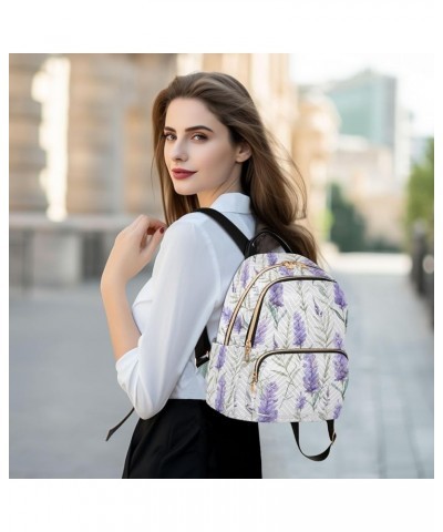 Purple Lavender Floral Backpack for Women Fashion Shoulder Bags Small Casual Daypack Travel Bag S 202a1883 M(11.4"x6.1"x14.17...