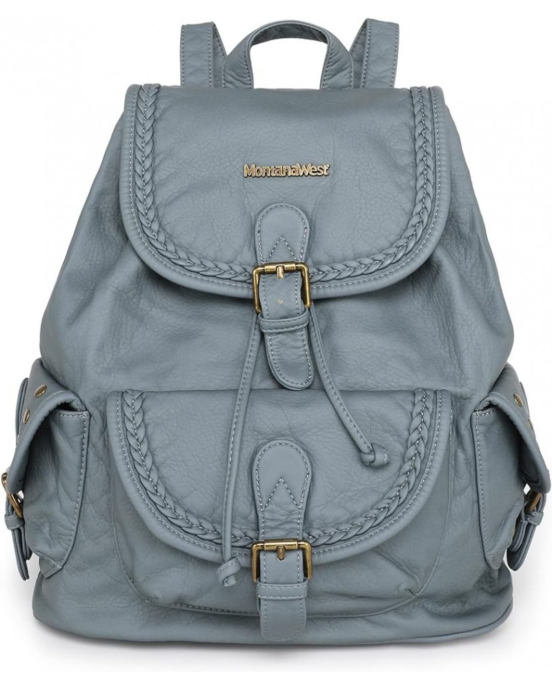 Backpack Purse for Women Trendy Satchel Backpack Washed Leather Drawstring Daypack for Casual Travel Jean $28.02 Backpacks