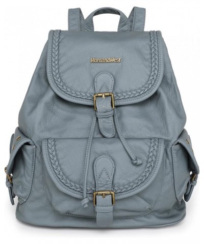 Backpack Purse for Women Trendy Satchel Backpack Washed Leather Drawstring Daypack for Casual Travel Jean $28.02 Backpacks