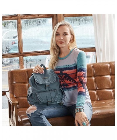 Backpack Purse for Women Trendy Satchel Backpack Washed Leather Drawstring Daypack for Casual Travel Jean $28.02 Backpacks