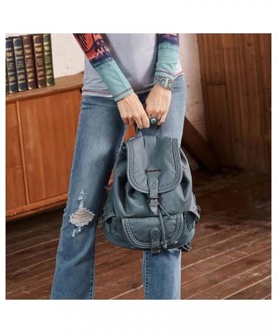 Backpack Purse for Women Trendy Satchel Backpack Washed Leather Drawstring Daypack for Casual Travel Jean $28.02 Backpacks