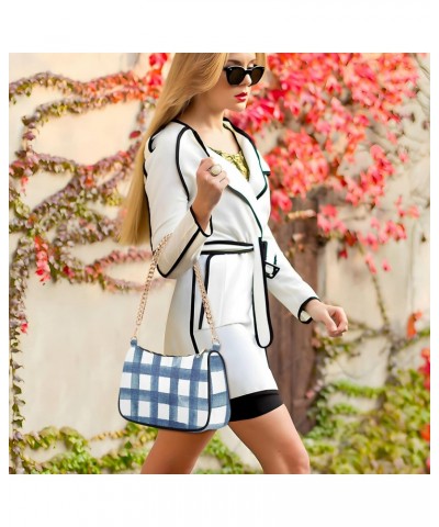 Blue Grunge Shoulder Bag for Women Chain Handbags Womens Tote Satchel Bags with Zipper $15.00 Satchels