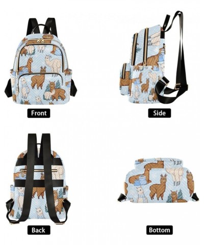 Small Backpack for Women Travel Bag Cute Winter Alpacas Llama Daypack Purse Fashion Shoulder Bag Rucksack Small B17 $11.18 Ba...