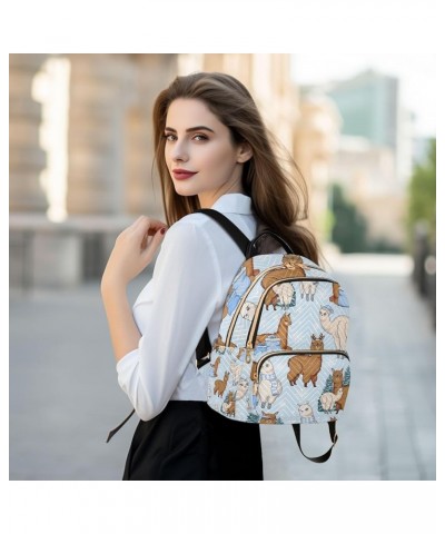 Small Backpack for Women Travel Bag Cute Winter Alpacas Llama Daypack Purse Fashion Shoulder Bag Rucksack Small B17 $11.18 Ba...