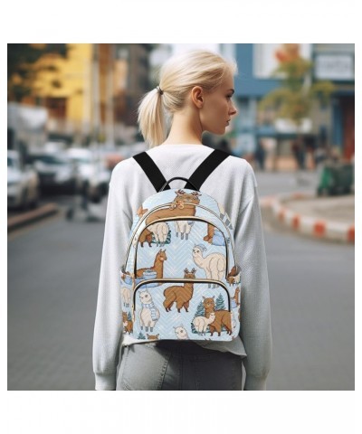 Small Backpack for Women Travel Bag Cute Winter Alpacas Llama Daypack Purse Fashion Shoulder Bag Rucksack Small B17 $11.18 Ba...