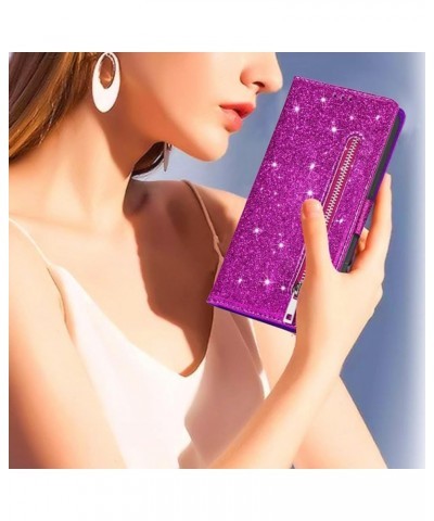 for Google Pixel 6 Magnetic Flip Sparkling Phone Case, Zipper Bag Protective Leather Case Black Pixel 7 Purple $19.99 Totes